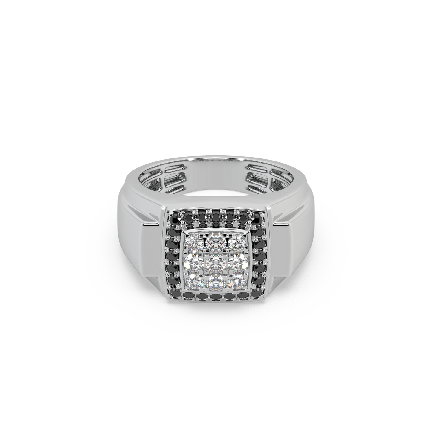 Black Diamond 925 Silver Moissanite Studded Gents Ring For Him