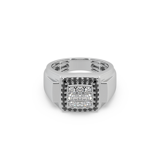 Black Diamond 925 Silver With Diamond Studded Gents Ring For Him