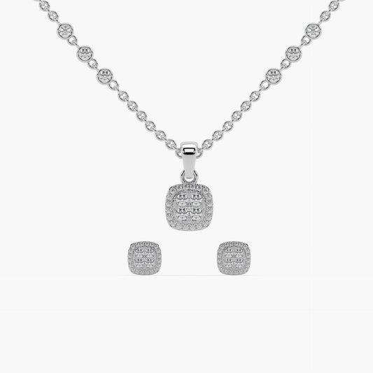 Guru Jewel's Diamond Studded Silver Pendant Set For Her