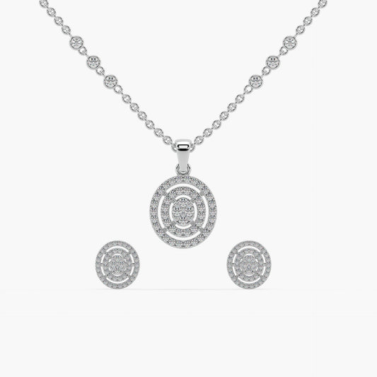 Guru Jewel's Diamond Studded Exclusive Silver Pendant Set For Her