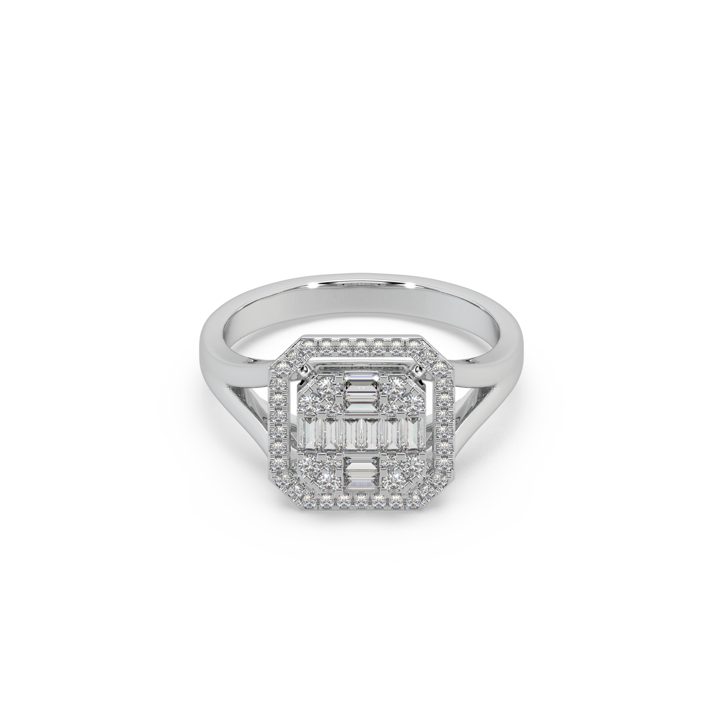 Wonderful 925 Silver And Round Diamond Studded Ladies Ring For Her