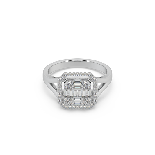 Wonderful 925 Silver And Round Diamond Studded Ladies Ring For Her