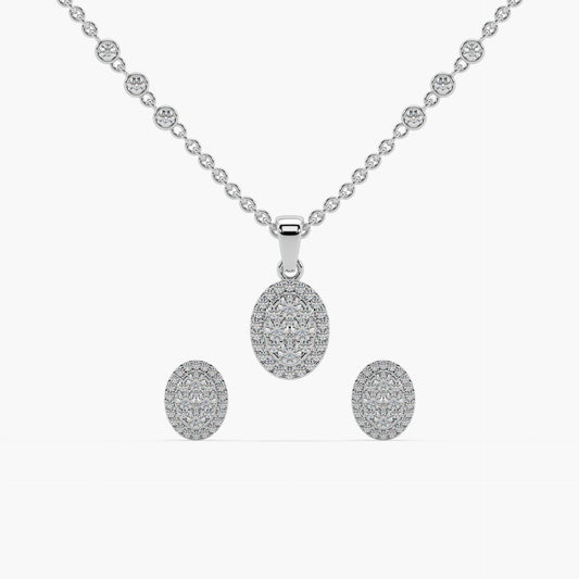 Guru Jewel's Round Diamond Studded Fascinating Silver Pendant Set For Her