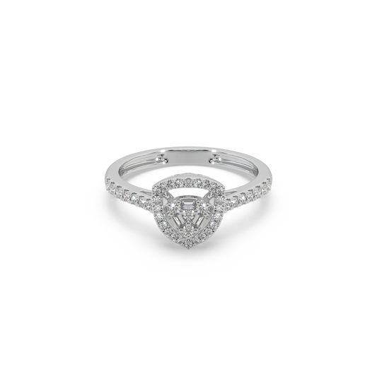 Guru Jewel's Round Diamond Studded Astonishing Silver Ring For Her