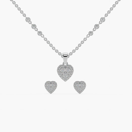 Guru Jewel's Astonishing Round Diamond Studded Silver Pendant Set For Her