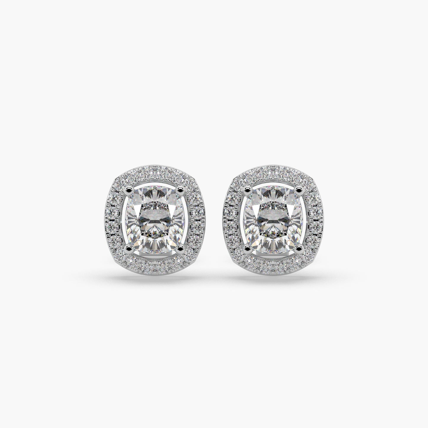 Guru Jewel's Fancy Cushion Shaped Diamond Studded Silver Earrings For Her