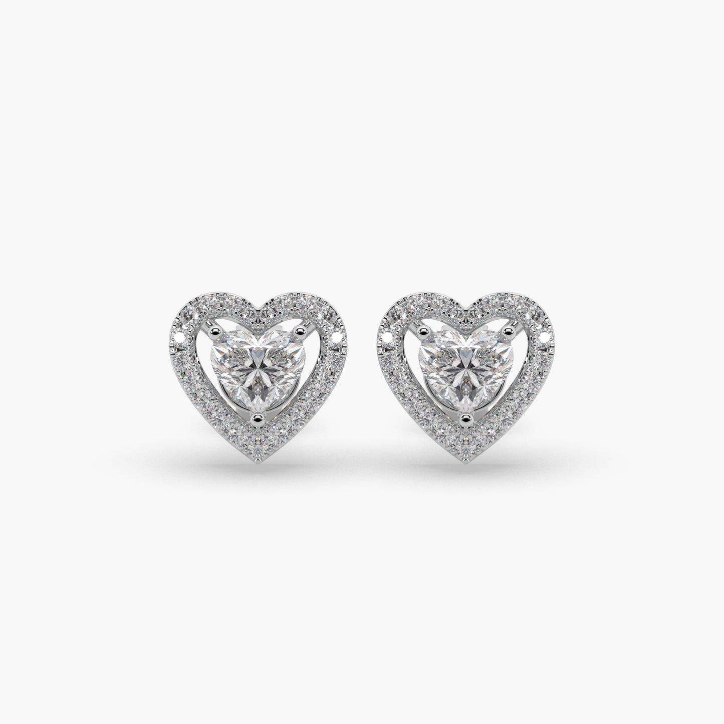Guru Jewel's Heart Shaped Fancy Diamond Studded Alluring Silver Earrings For Her