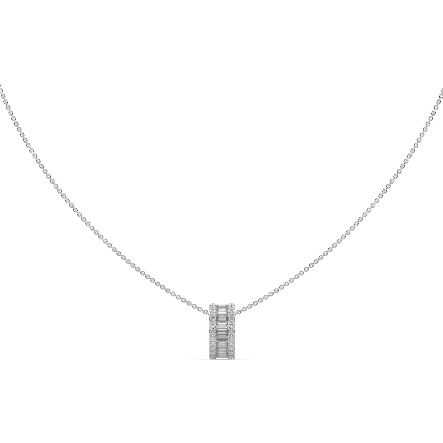 Guru Jewel's Round And Bugget Diamond Studded Beauteous Silver Pendent For Her