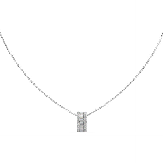 Guru Jewel's Round And Bugget Diamond Studded Beauteous Silver Pendent For Her