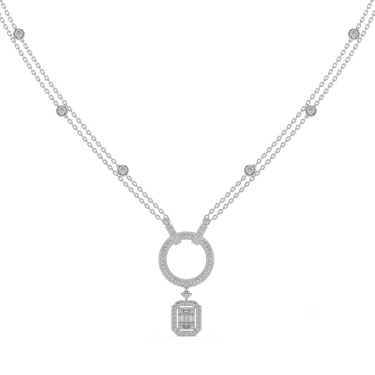 Guru Jewel's Round Diamond Studded Glamorous Silver Pendent For Her
