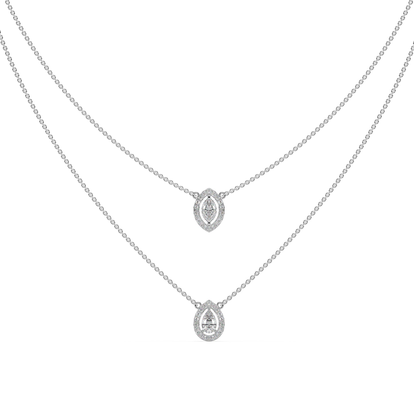 Guru Jewel's Fancy Diamond Studded Captivating Silver 2 Line Pendent For Her