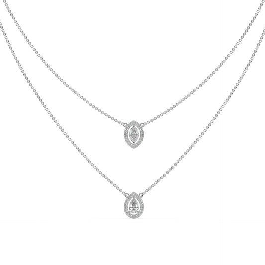 Guru Jewel's Fancy Diamond Studded Captivating Silver 2 Line Pendent For Her