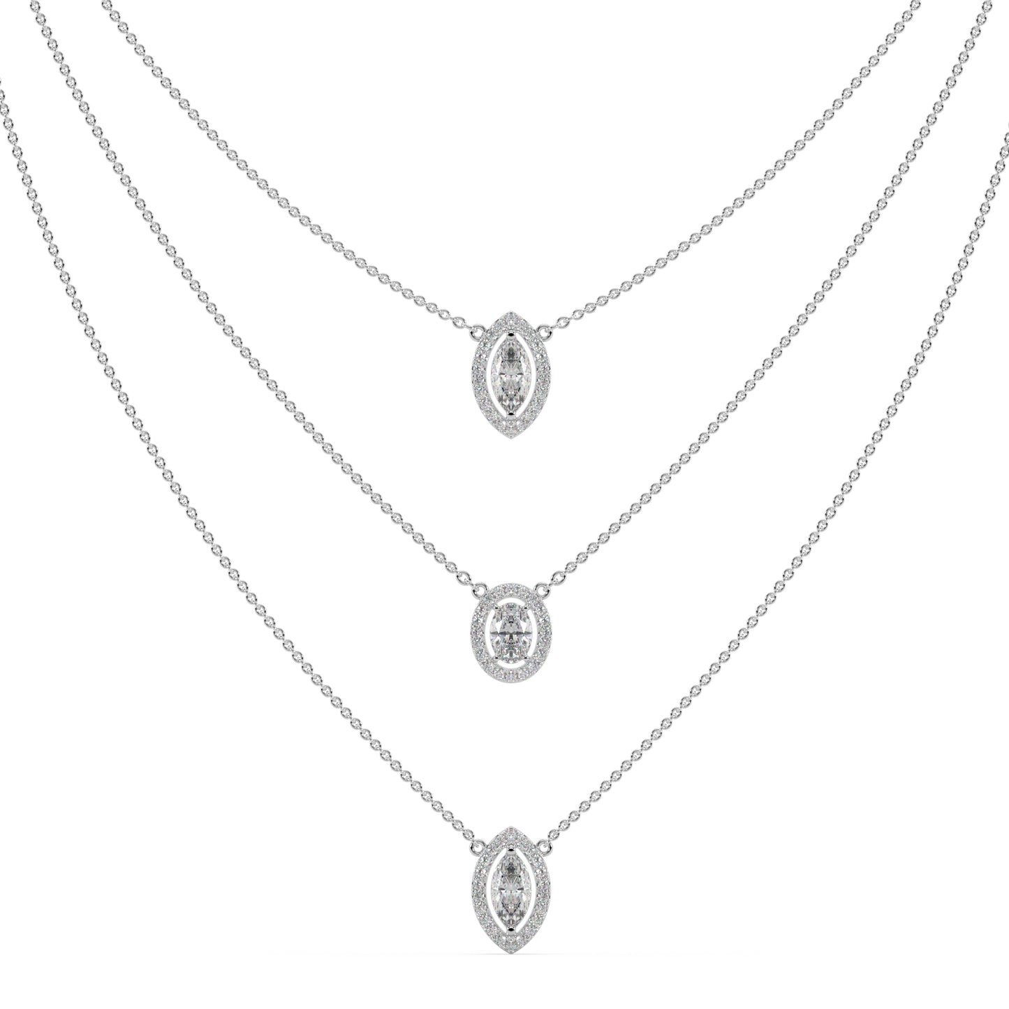 Guru Jewel's Fancy Diamond Studded Exclusive 3 Line Silver Pendent For Her