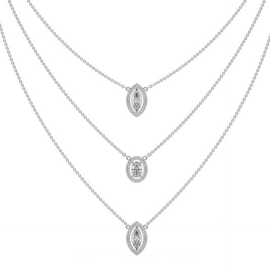 Guru Jewel's Fancy Diamond Studded Exclusive 3 Line Silver Pendent For Her