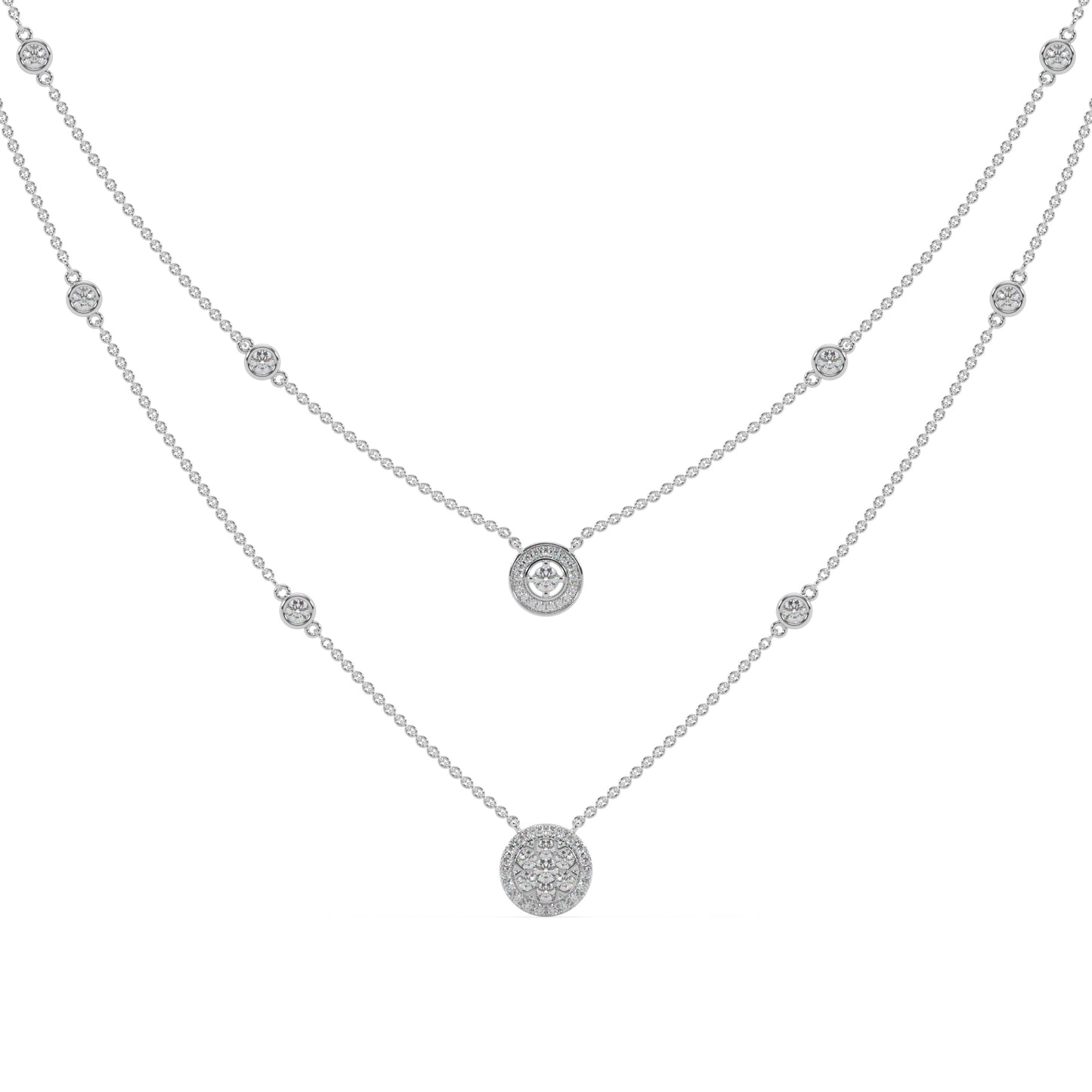 Guru Jewel's Round Diamond Studded Prepossessing Silver Pendent For Her