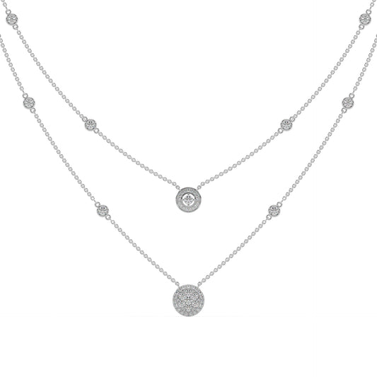 Guru Jewel's Round Diamond Studded Prepossessing Silver Pendent For Her
