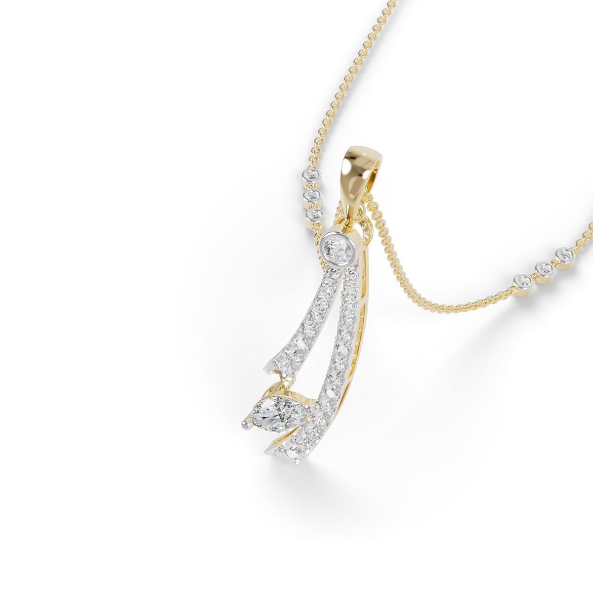 Guru Jewel's Radiant Sweeping Marquise Crystal Silver Pendant for Her