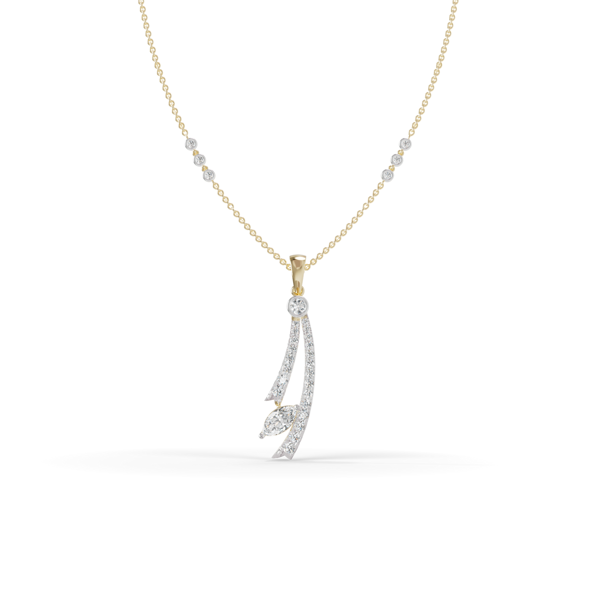 Guru Jewel's Radiant Sweeping Marquise Crystal Silver Pendant for Her