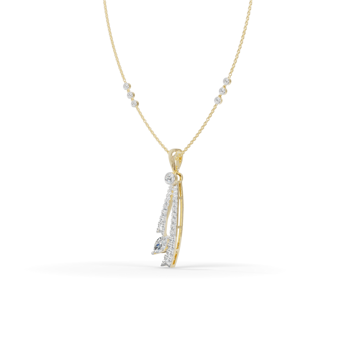 Guru Jewel's Radiant Sweeping Marquise Crystal Silver Pendant for Her