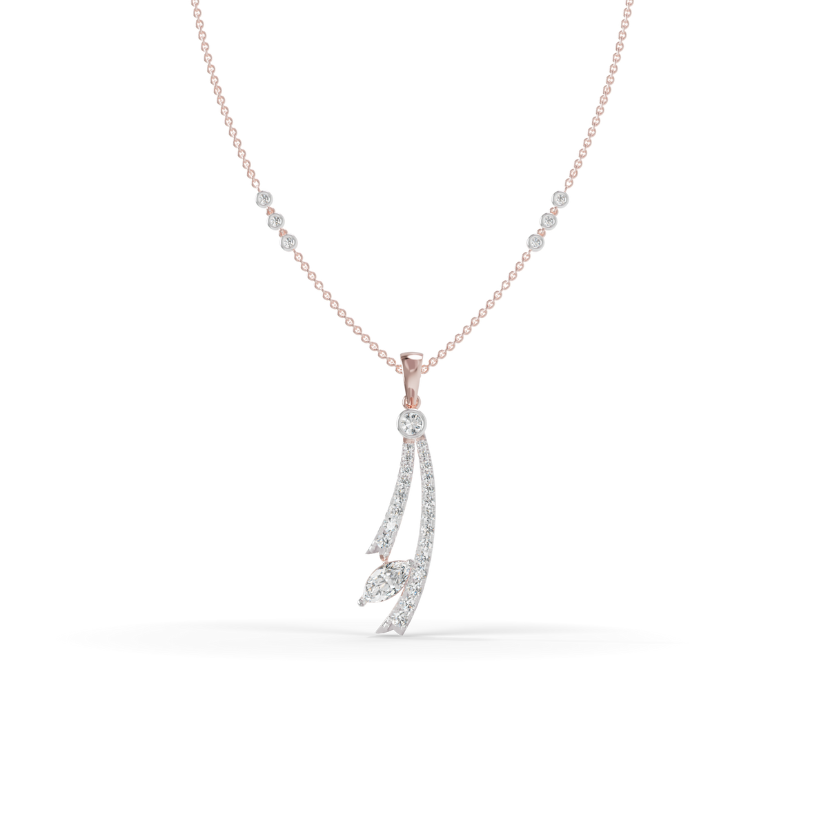 Guru Jewel's Radiant Sweeping Marquise Crystal Silver Pendant for Her