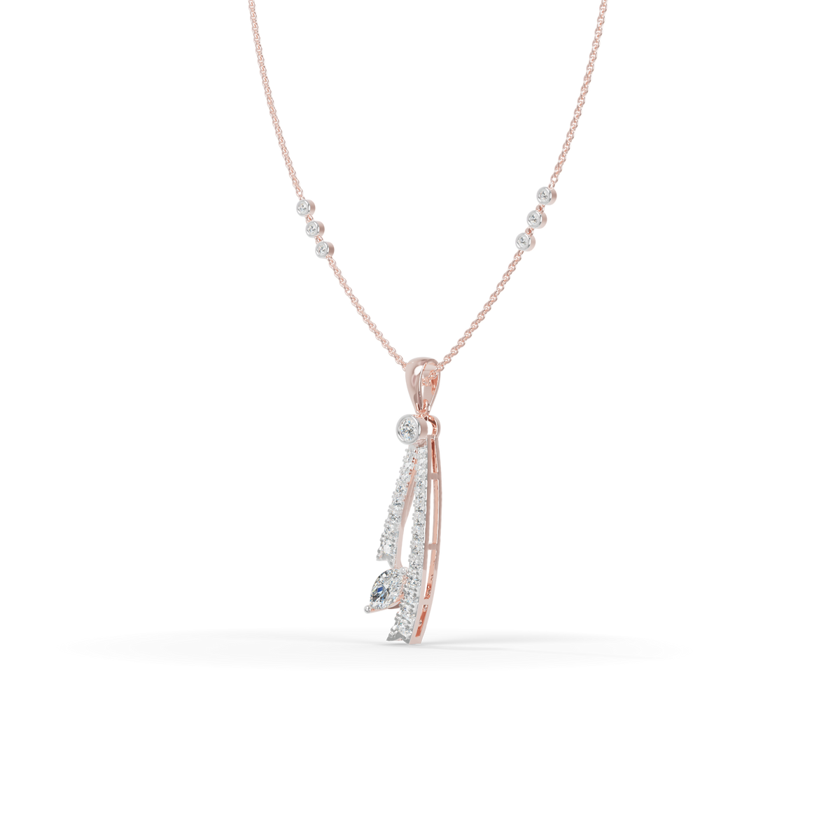 Guru Jewel's Radiant Sweeping Marquise Crystal Silver Pendant for Her