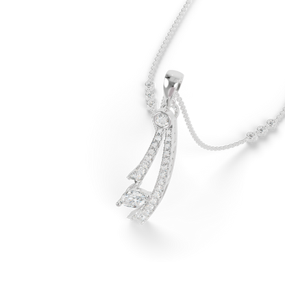 Guru Jewel's Radiant Sweeping Marquise Crystal Silver Pendant for Her