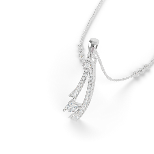 Guru Jewel's Radiant Sweeping Marquise Crystal Silver Pendant for Her