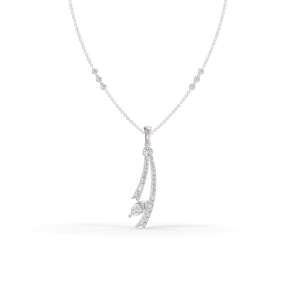 Guru Jewel's Radiant Sweeping Marquise Crystal Silver Pendant for Her