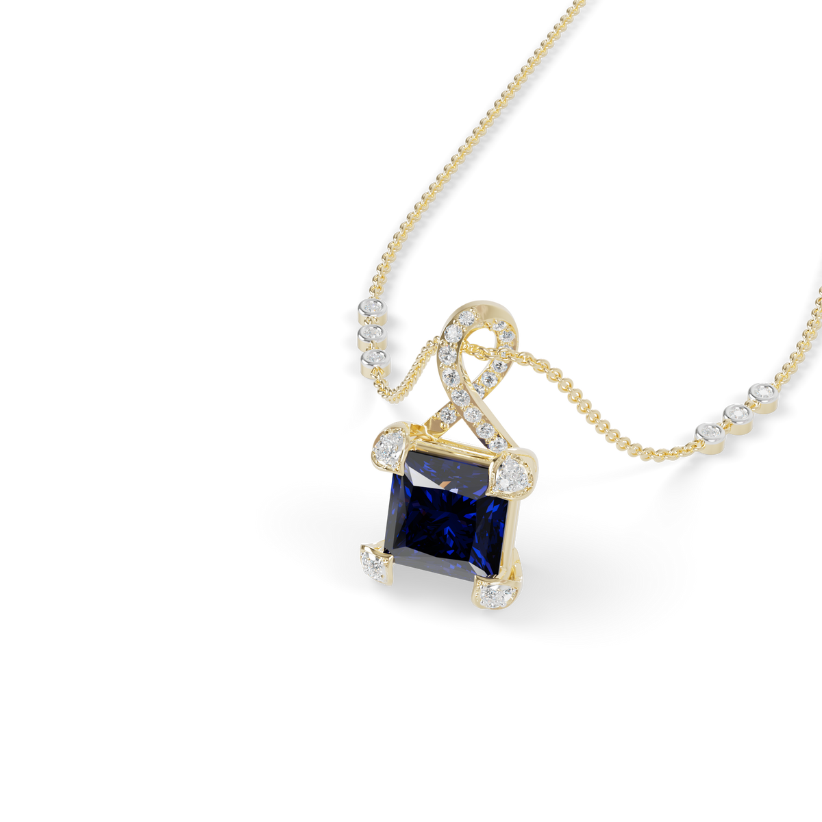 Guru Jewel's Modern Swirl-Accented Princess Centerpiece Pendant for Her