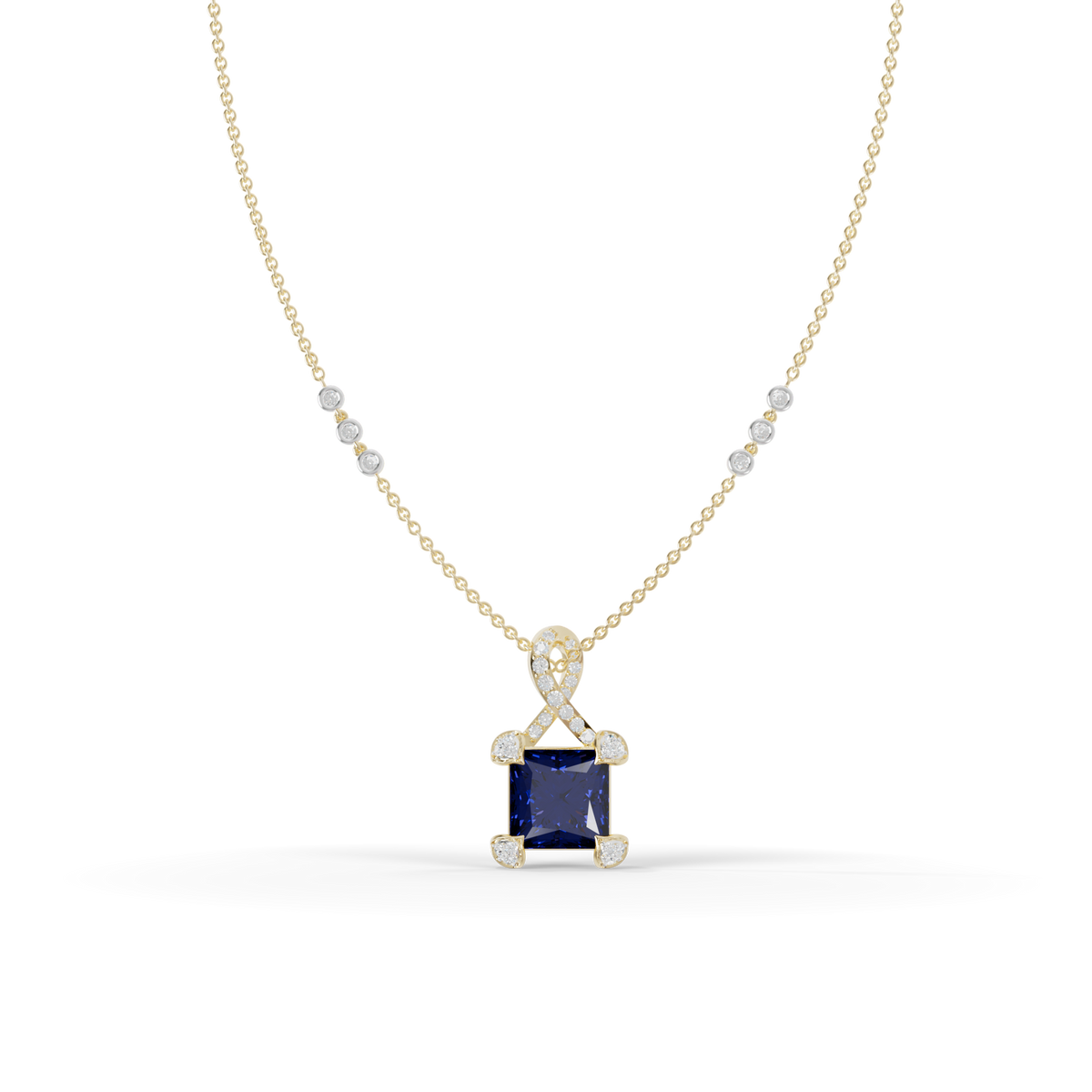 Guru Jewel's Modern Swirl-Accented Princess Centerpiece Pendant for Her
