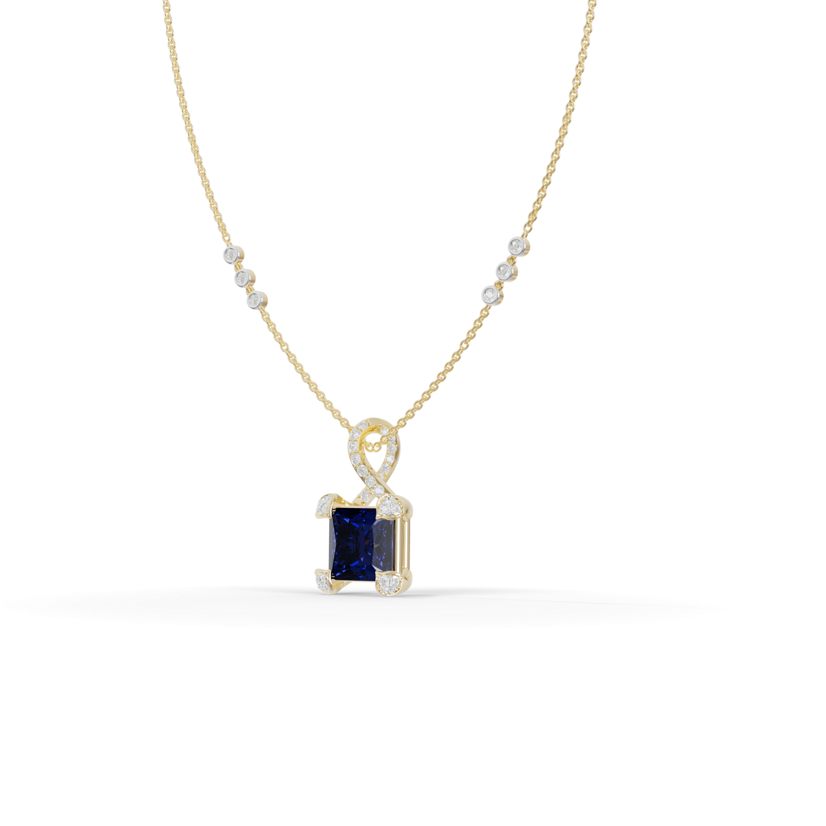 Guru Jewel's Modern Swirl-Accented Princess Centerpiece Pendant for Her