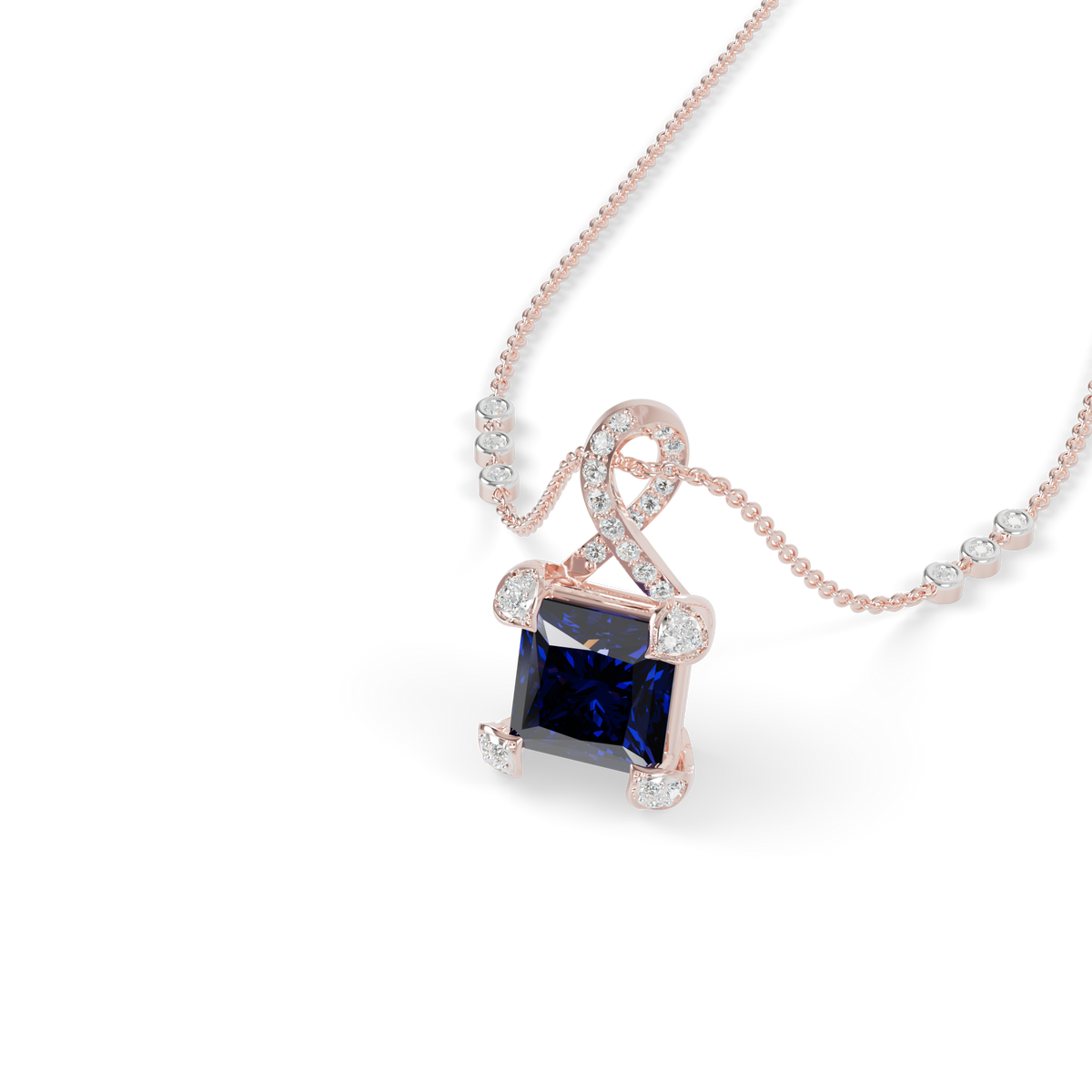 Guru Jewel's Modern Swirl-Accented Princess Centerpiece Pendant for Her