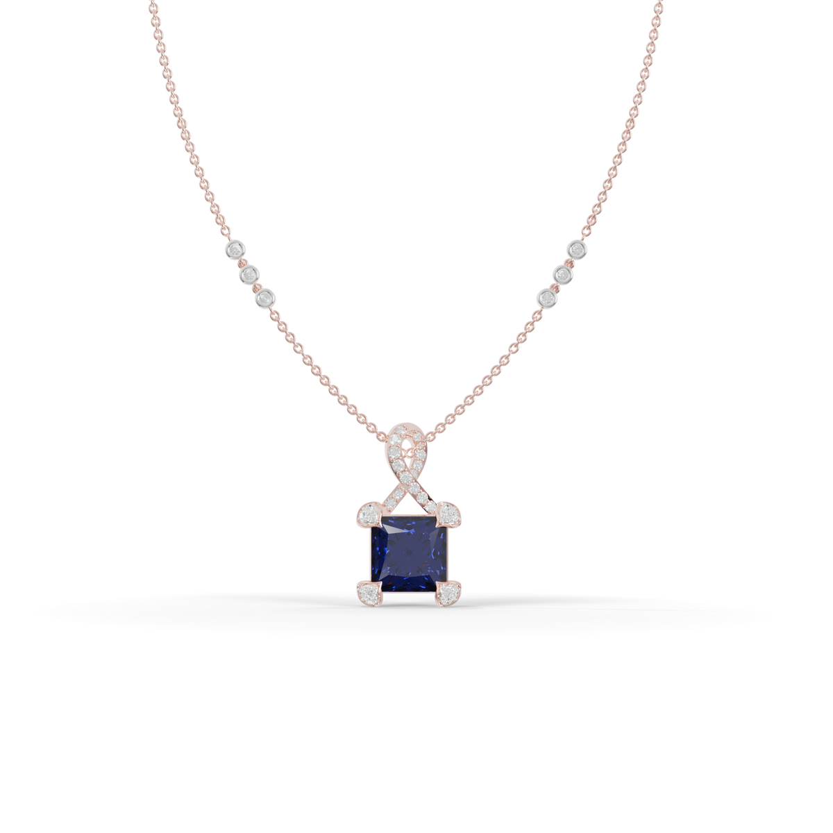Guru Jewel's Modern Swirl-Accented Princess Centerpiece Pendant for Her