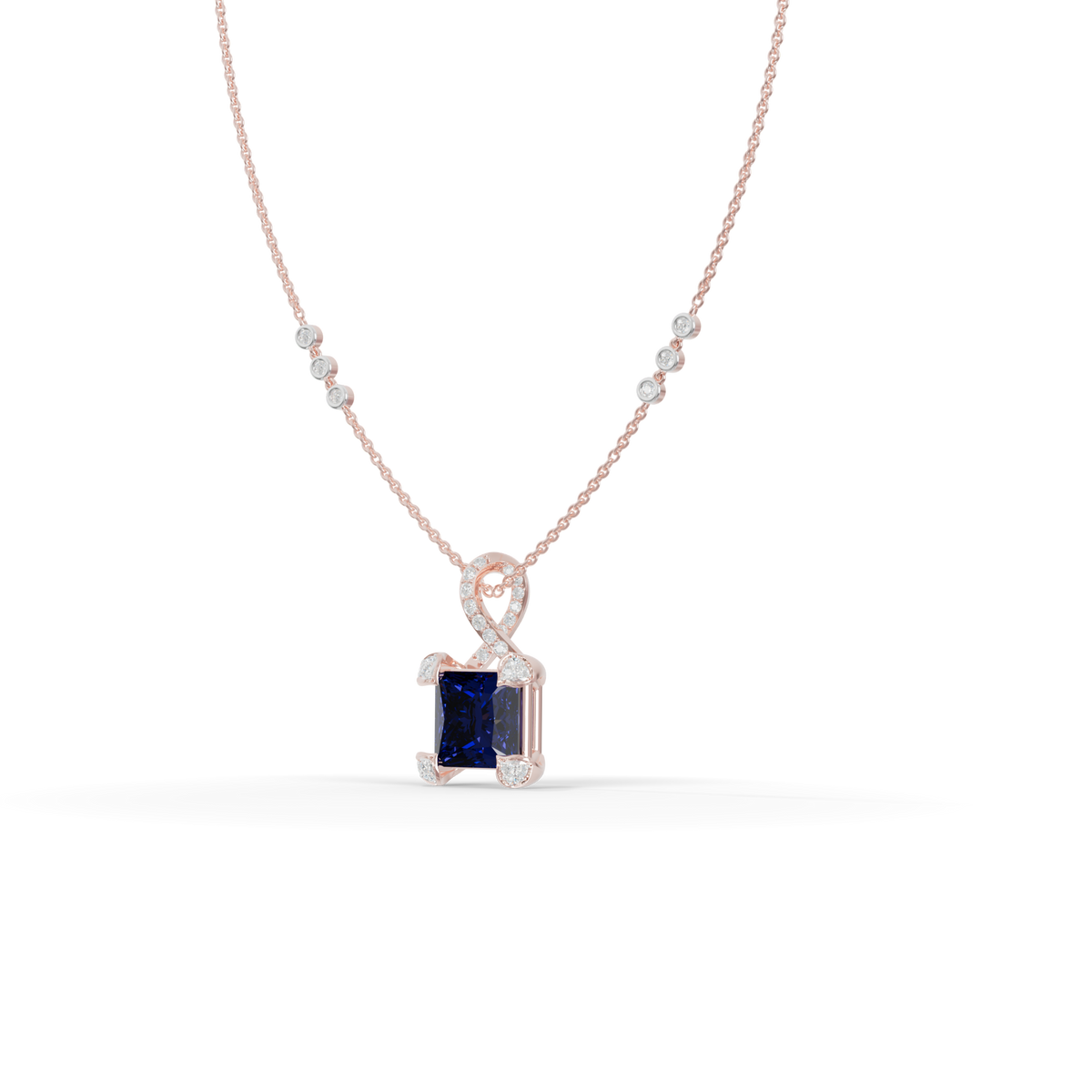 Guru Jewel's Modern Swirl-Accented Princess Centerpiece Pendant for Her