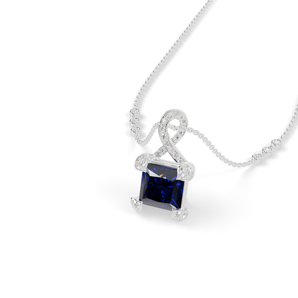 Guru Jewel's Modern Swirl-Accented Princess Centerpiece Pendant for Her