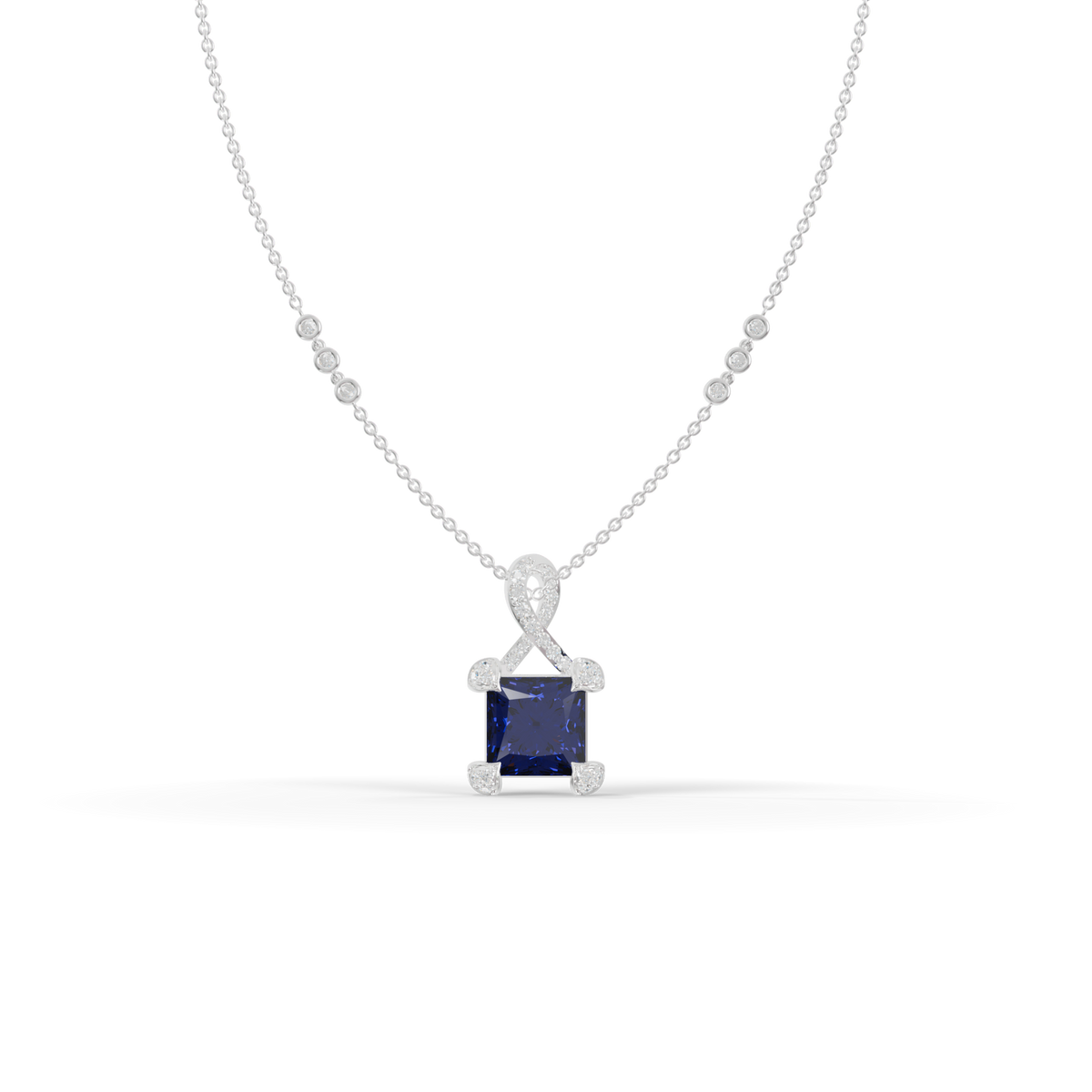 Guru Jewel's Modern Swirl-Accented Princess Centerpiece Pendant for Her