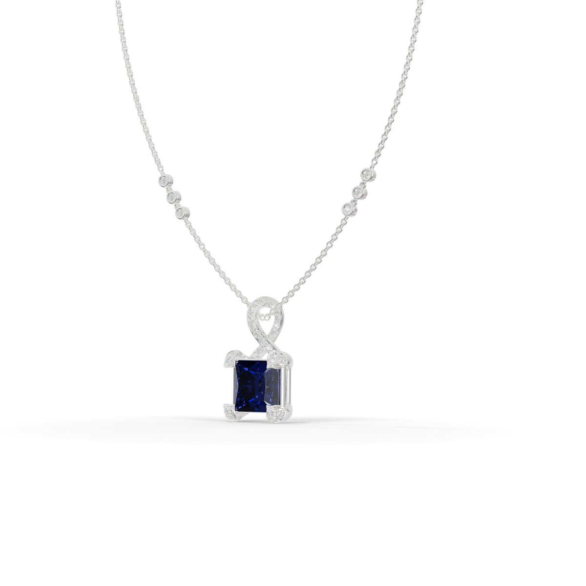 Guru Jewel's Modern Swirl-Accented Princess Centerpiece Pendant for Her