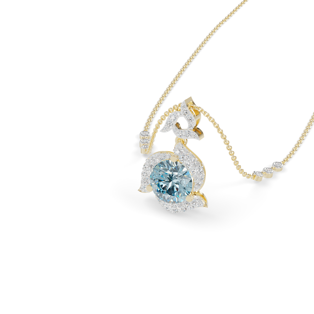 Guru Jewel's Luminous Blue Diamond-Simulant Swirl Statement Pendant for Her