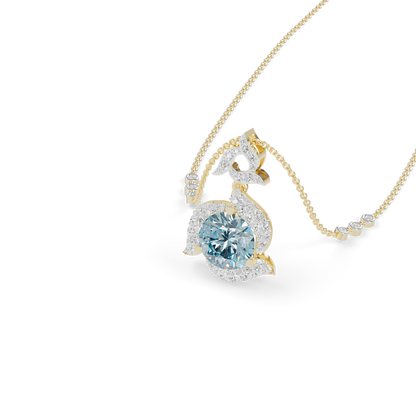 Guru Jewel's Luminous Blue Diamond-Simulant Swirl Statement Pendant for Her