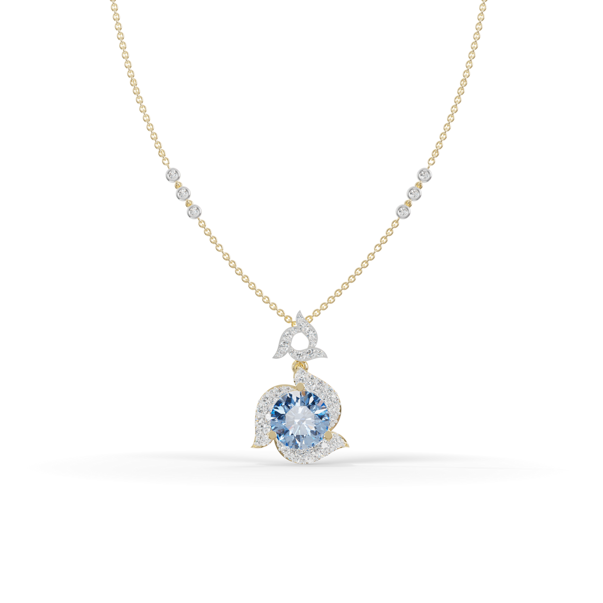 Guru Jewel's Luminous Blue Diamond-Simulant Swirl Statement Pendant for Her