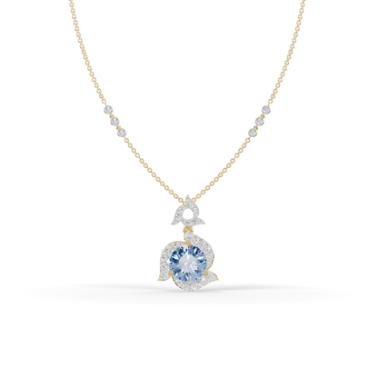 Guru Jewel's Luminous Blue Diamond-Simulant Swirl Statement Pendant for Her