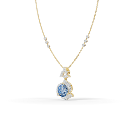 Guru Jewel's Luminous Blue Diamond-Simulant Swirl Statement Pendant for Her