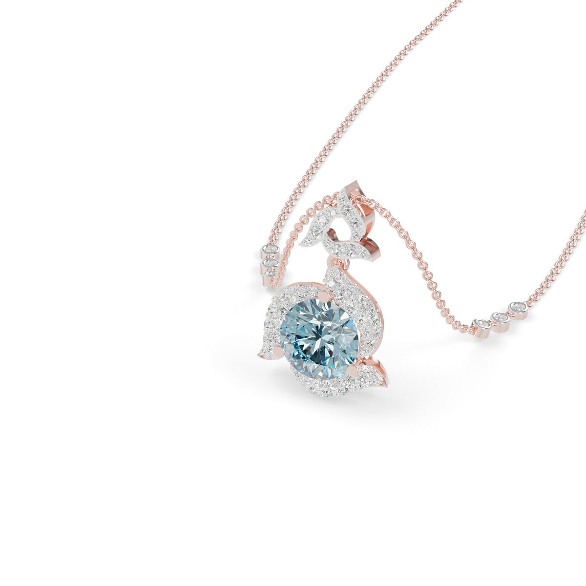Guru Jewel's Luminous Blue Diamond-Simulant Swirl Statement Pendant for Her