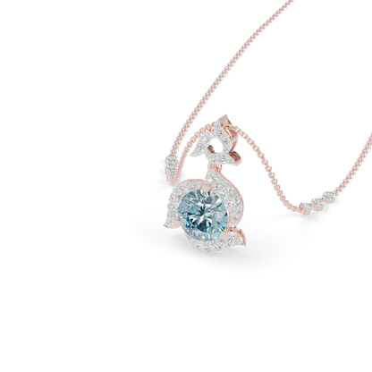 Guru Jewel's Luminous Blue Diamond-Simulant Swirl Statement Pendant for Her