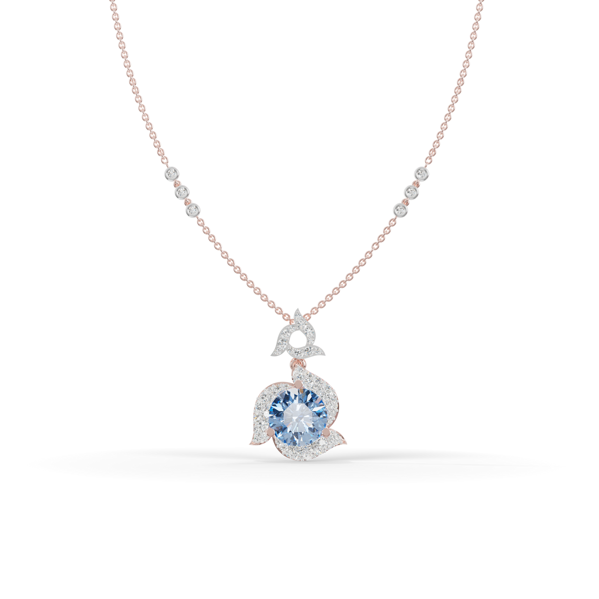 Guru Jewel's Luminous Blue Diamond-Simulant Swirl Statement Pendant for Her