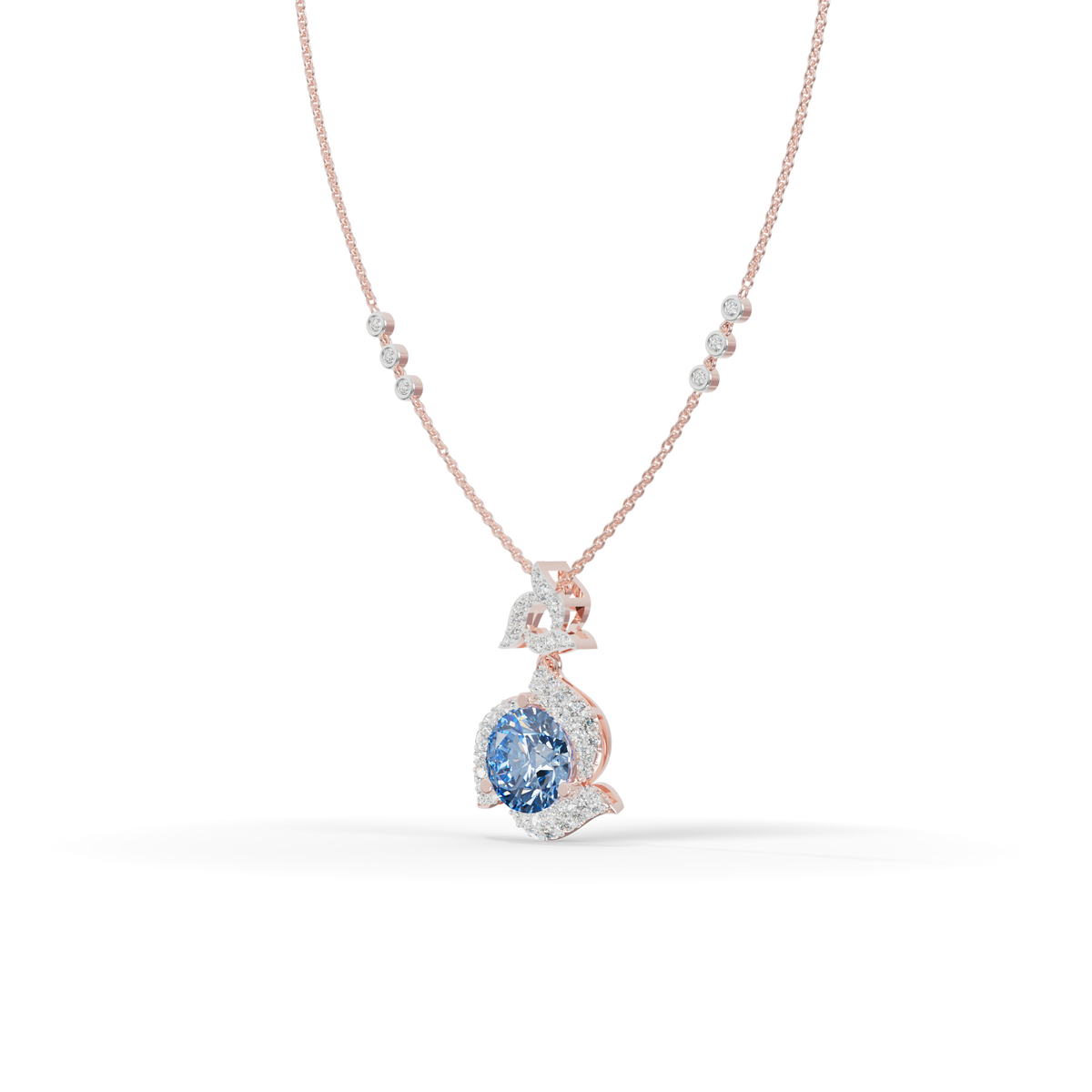 Guru Jewel's Luminous Blue Diamond-Simulant Swirl Statement Pendant for Her
