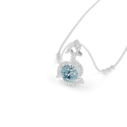 Guru Jewel's Luminous Blue Diamond-Simulant Swirl Statement Pendant for Her