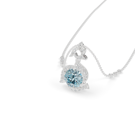 Guru Jewel's Luminous Blue Diamond-Simulant Swirl Statement Pendant for Her