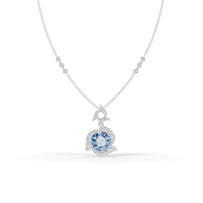 Guru Jewel's Luminous Blue Diamond-Simulant Swirl Statement Pendant for Her