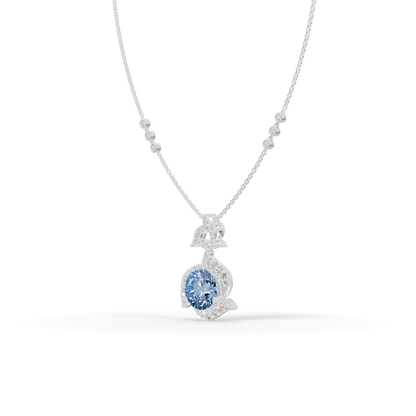 Guru Jewel's Luminous Blue Diamond-Simulant Swirl Statement Pendant for Her